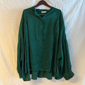 Ces Femme Emerald Green Button-Up Blouse